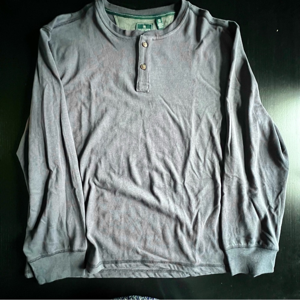 G.H. BASS & CO. Mens Grayish Blue Long Sleeve Henley Shirt-XXL